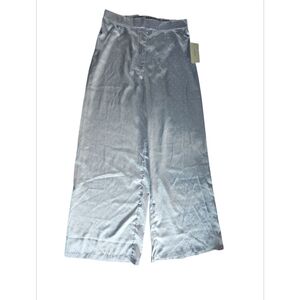 Gray Wide Leg Pants with Silky Sheen